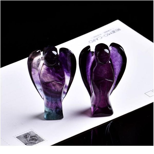 

1pc natural crystal mineral ornament fluorite angel guardian gem family home decoration couple decoration diy gift jllkgh, Black