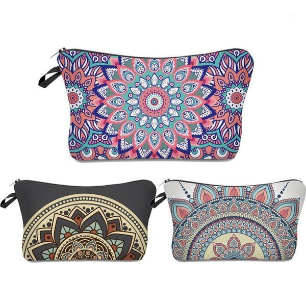 

mandala design cosmetic bag make up bag multi-function women travel organizer polyester toiletry printing pouch1