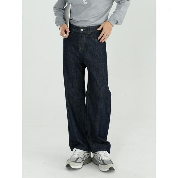 

male streetwear vintage fashion hip hop wide leg jeans trousers men loose straight casual denim pants1, Blue