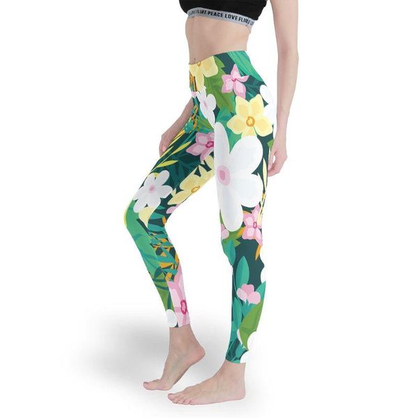 

yoga outfits num lovely flowers women's high waisted pattern leggings full-length pants for women white xs"] q1ff, White;red