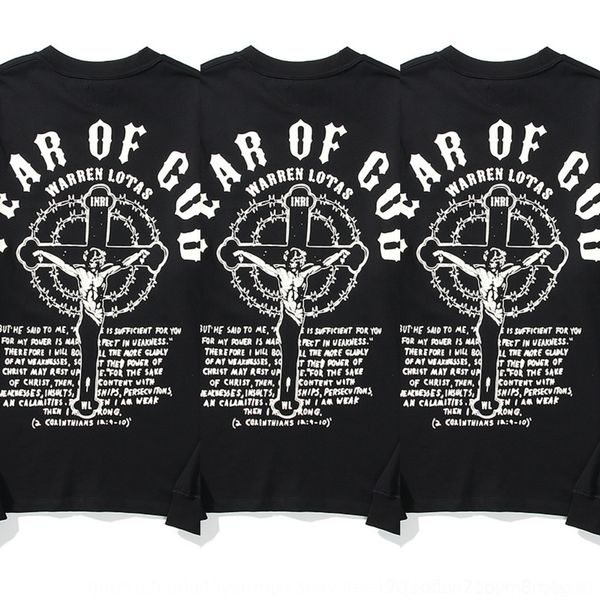 

yysbr fear brand fear of god fog jesus religion limited cross letter sleeve long tide brand tide t-shirt of god fog jesus religion limited c, Black