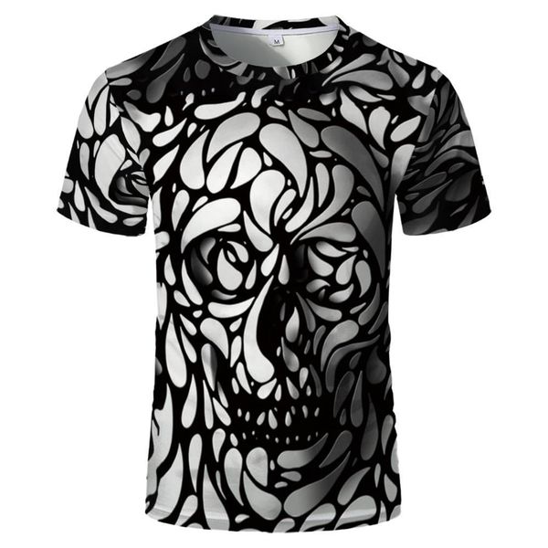 

skull sketch printing 3d personality men's t-shirts 2021 new eye-catching t-shirts large size customization, White;black
