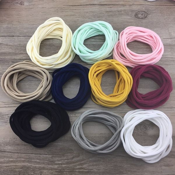 

10pcs/lot super soft hair thin nylon headbands elastic skinny headband for kids solid hairband customized accessories for girls