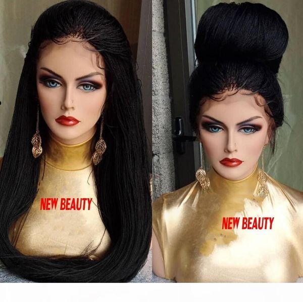 

black braiding wigs micro braided synthetic lace front wigs with baby hair for black women
