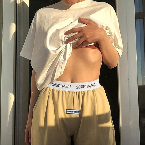 

letter print sweatpants casual patchwork joggers women pants atheleisure sweat pant loose harem capris woman trousers, Black;white