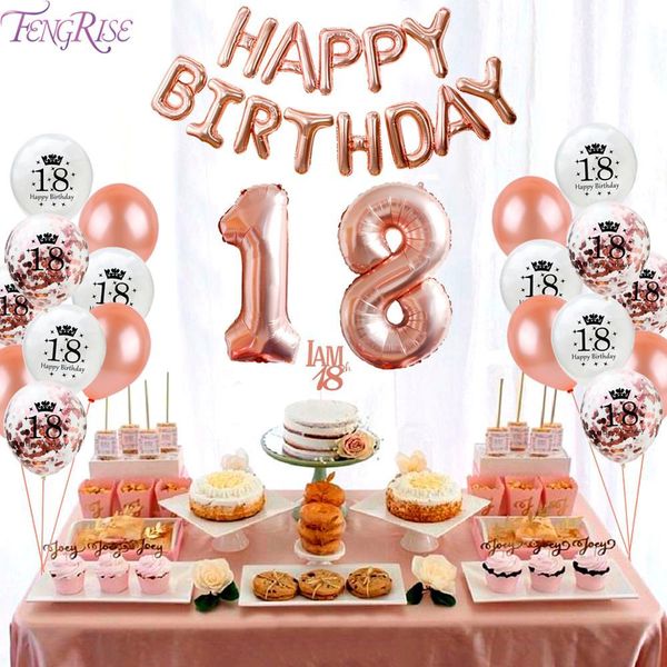 

fengrise rose gold confetti balloons 18th 21th balloon happy baloon birthday anniversary party ballon