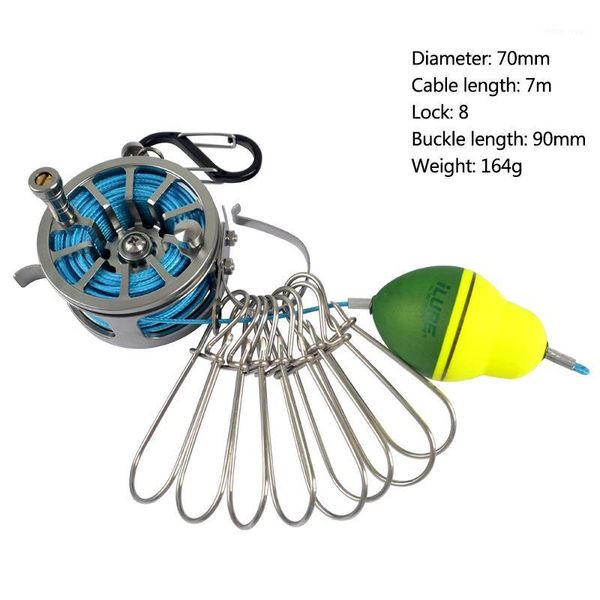 

stainless steel live fish lock belt fishing tackle stringer fish floats live reel retractable rope with floating carabin1
