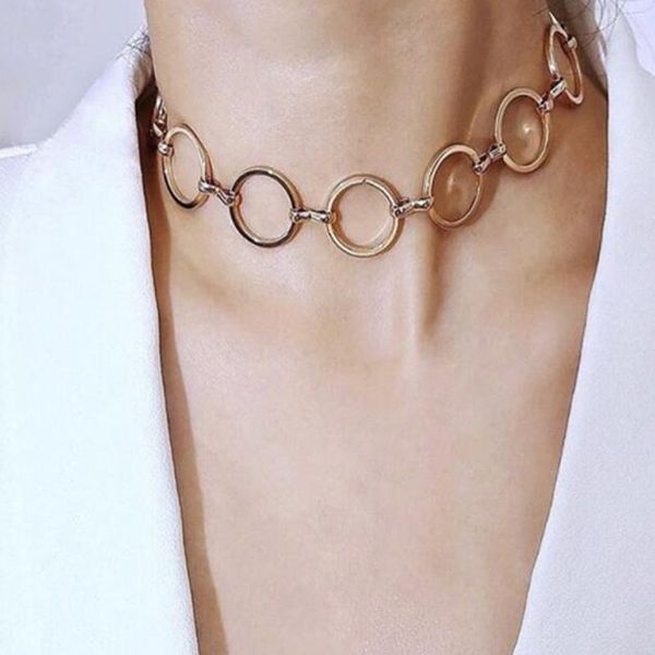 

chokers exknl 2021 collar choker necklace party bohemian vintage wholesale round metal gold color for women fashion jewelry, Golden;silver