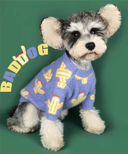 

dog knitting sweaters teddy schnauzer pomeranian sweatshirts outdoor travel walk dog pet dress up must clothes