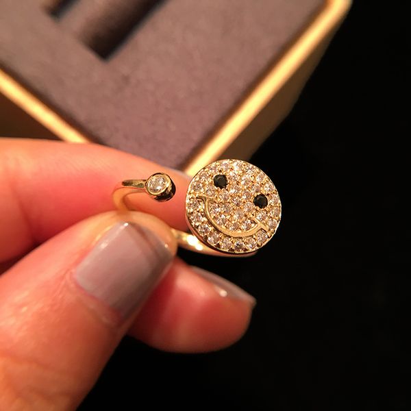 

merry christmas to you200smiling face opening ring sweet mori online celebrity ring smiling face temperament ring student girl heart, Silver