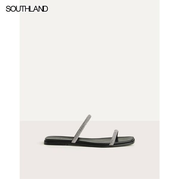 

sandals southland black strappy flat and slippers women's crystal shoes