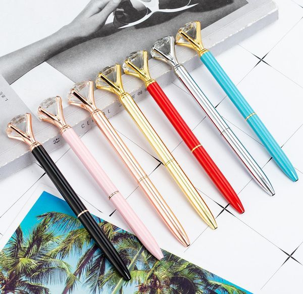 

luxury metal crystal diamond pen 8 colors polka dot ball pens fashion 19 carat large diamond ballpoint pens f jllhrx home003, Blue;orange