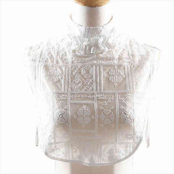

Ornaments European Lace Small Lolita Sweater Fake Collar Temperament Retro Collar Refined Wild Printing Embroidery Decorative, White