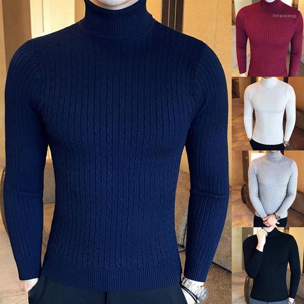 

autumn winter sweater men solid color long sleeve turtle neck sweaters pullovers slim twist knitted jumpers mens sweater1, White;black