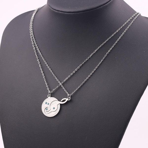 

pendant necklaces wholesale romantic music notation design couples with rhinestone for lovers sweater accessories gift jewelry1, Silver