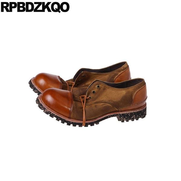 

italy men oxfords shoes handmade genuine leather casual spring office canvas italian dress brand patchwork wedding tan lace up, Black