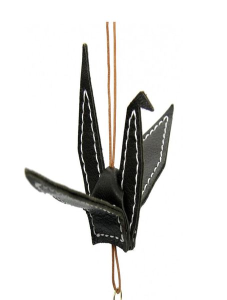 

layer cowhide car pendant key chain sheepskin creative paper crane safety leather car decoration pendant car decoration key bbykxj