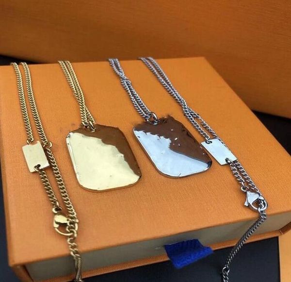 

2021 designer couple long chain titanium steel necklace with letter engraved v initials punk hip-hop pendants new style, Silver
