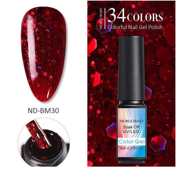 

nicole diary bling uv gel nail polish rose gold gel varnish shinning glitter flakes uv led gel varnish sequins nail jllsts, Silver;gold