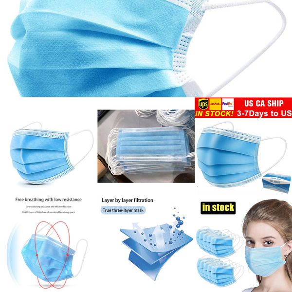 

3-ply masks ear-loop mouth face cover 3 layer non-woven disposable dust mask soft breathable outdoo outlet7eut
