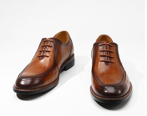 

italy men real leather handmade business dress shoes men retro youth classical party oxfords ing, Black