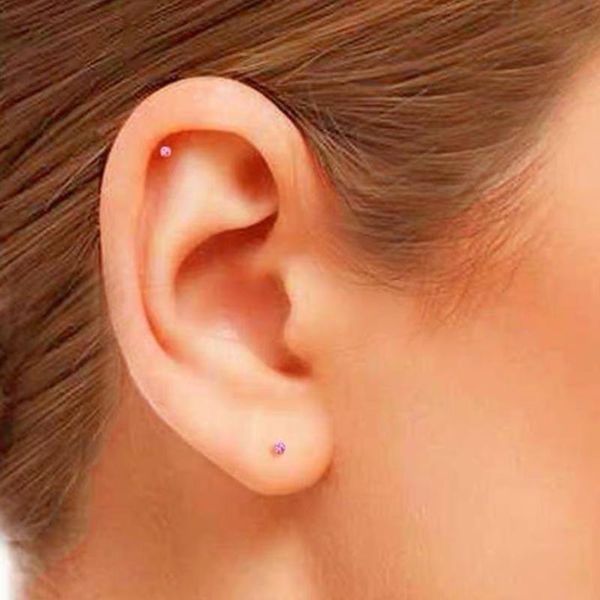 

2mm small stud earrings women 925 sterling silver l shape i straight nose studs tiny earring brincos ear bone fine jewelry new, Golden;silver