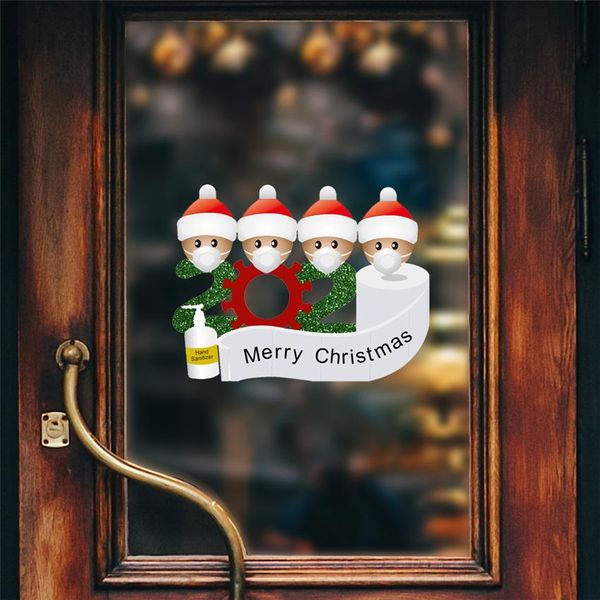 

us stock christmas decoration pvc sticker family of 4 ornament window sticker santa claus refrigerator door wallpaper refrigerator sticker