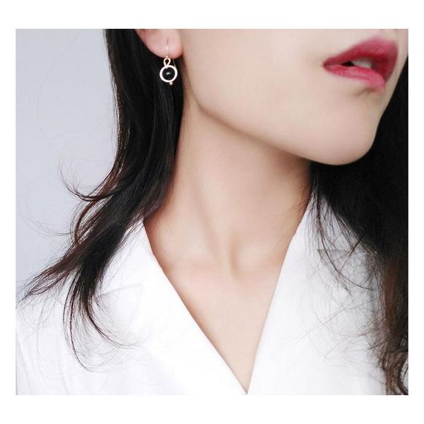 

geometric round beads black ball black onyx simple wind earrings female whol sqclsx new_dhbest, Silver
