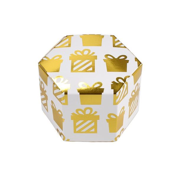 

10 шт. бронзы шестигранные конфеты подарочные коробки мини золото подарочная коробка узор свадебные форски подарочные подарки упаковочные ко