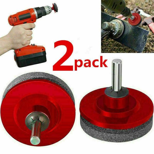 

2pcs universal lawn mower faster blade sharpener grinding power drill garden kit(red)1