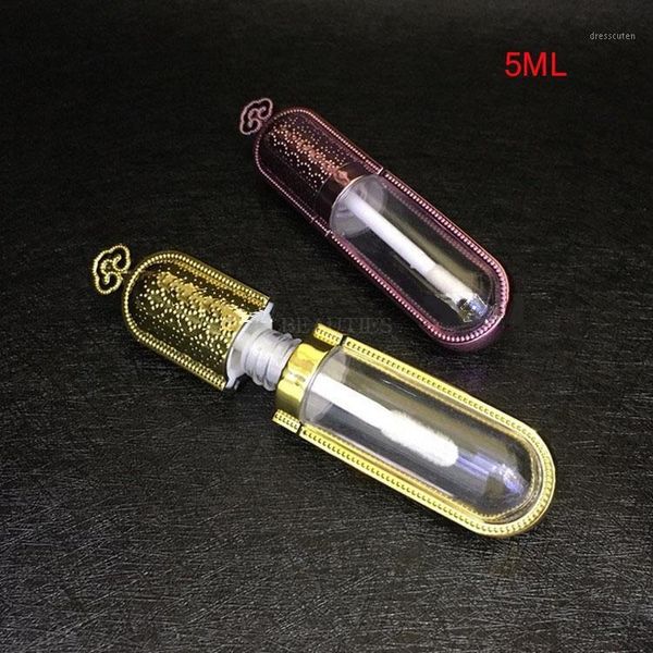 

5ml empty lipstick container with crown lid transparent lip gloss tube lip bottle cosmetic tube purple and golden color1