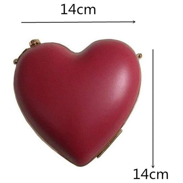 

female clutch love gift bag evening party red heart handbag dinner mini chain
