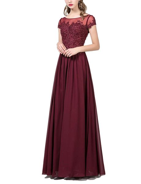 

short sleeves long evening dresses elegant mother of the bride dress formal occasion, Black;red
