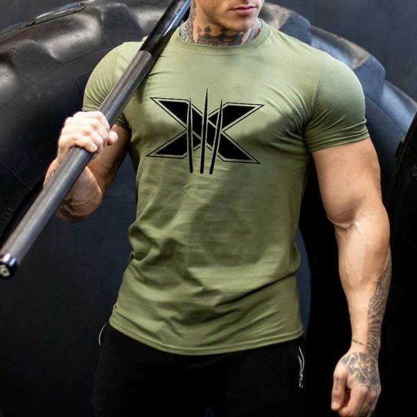 

muscle brothers new sports casual t-shirt men's running training slim print t-shirt, White;black