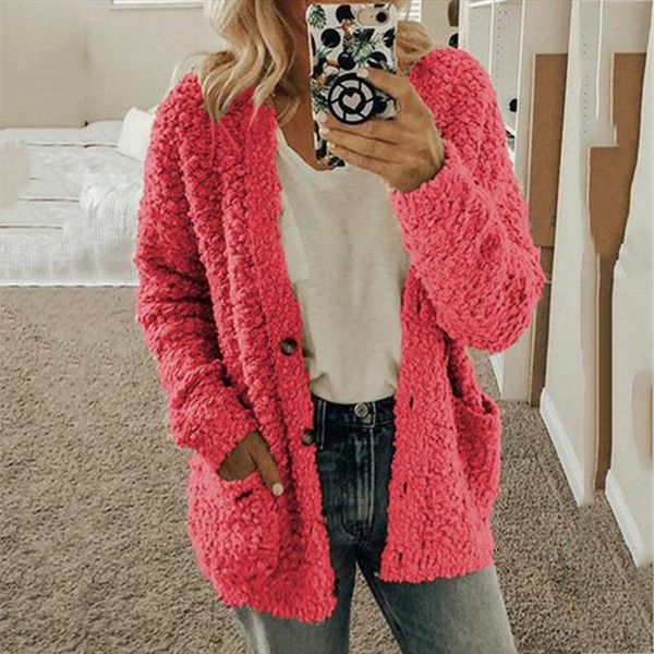 

autumn and winter womens fashion casual sweater cardigan button solid color large size shirt women drop shipping, White;black