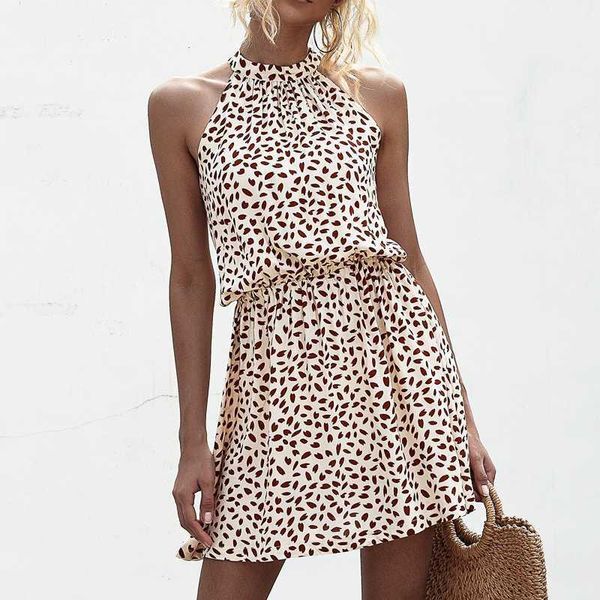 

high street summer halter floral print mini dress 2020 vintage sleeveless dress beach casual party short for women1, Black;gray