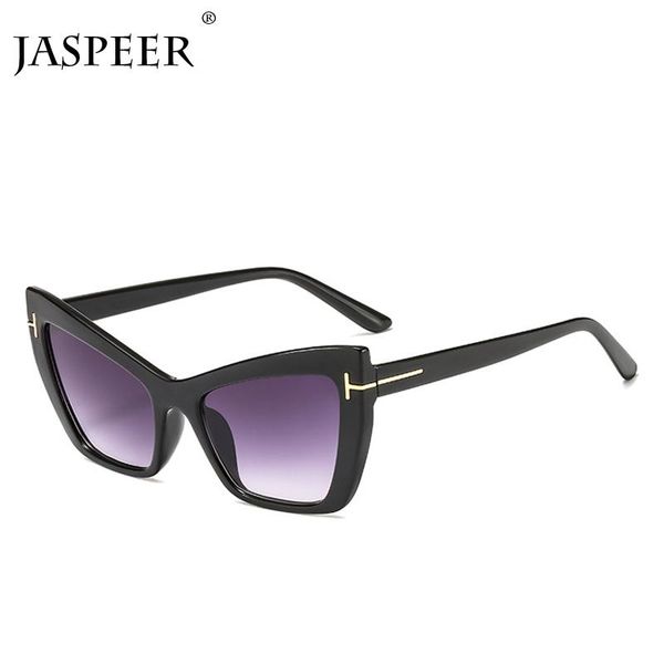 

jaspeer cat eye sunglasses women brand designer flat lights personality frames men sun glasses uv400 eyewear, White;black
