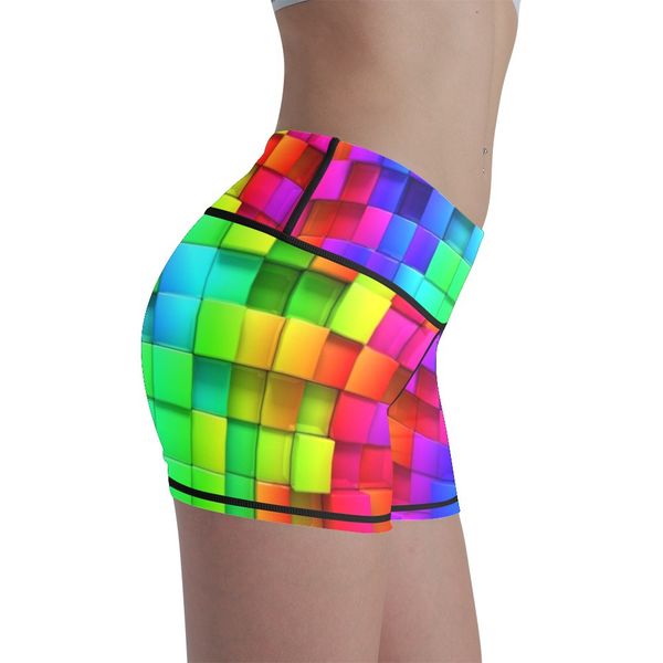 

trendy creative pattern 3d printed sports tight high waist hip yoga shorts, Black