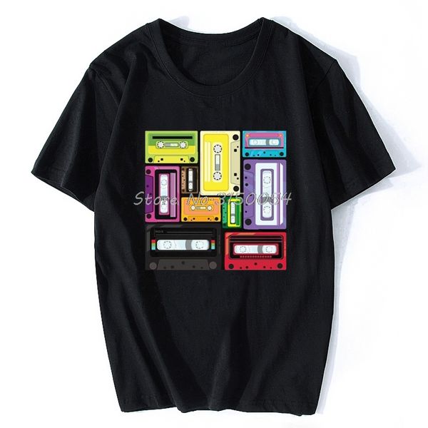 

sport summer men cotton o-neck t-shirt cassettes men's black tee shirt hip hop tees harajuku funny