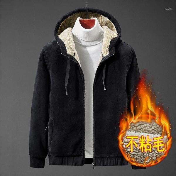 

2020 winter men's hooded jacket plus size cardigan zipper warm jacket casual sportswear trend men's clothing1, Black;white