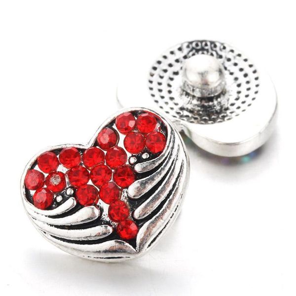 

creative 10pcs lot heart shaped snap jewelry 12mm snap buttons with rhinestone charm button fit snap bracelets bangles for women h bbykzg
