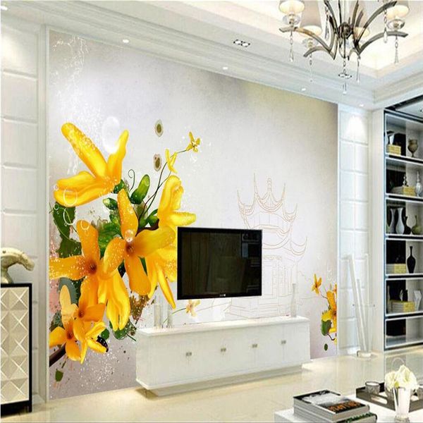 

wallpapers orchid wallpaper custom bedroom flowered embossed non-woven modern 3d for living room restaurant kitchen