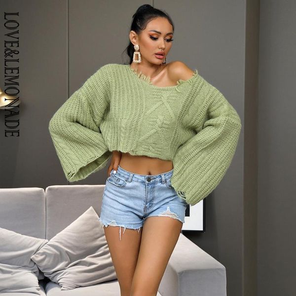 

love&lemonade light green v-neck drop shoulders loose flared sleeves short sweater lmsw022, White;black