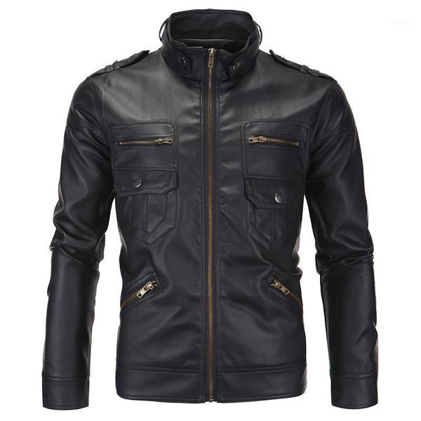 

aowofs new menswear speed sell tong man leather jacket collar leather coat xy102 high-quality goods of england1, Black