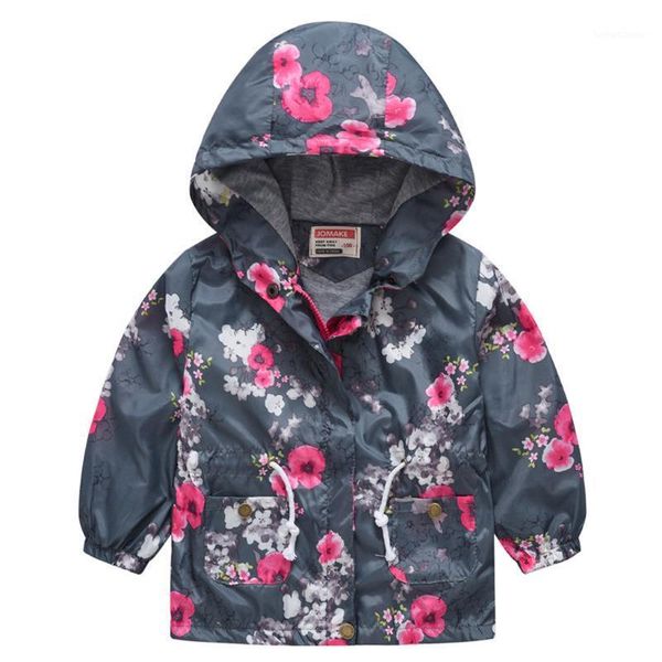 

fashion flower star print children's jacket 2 3 4 5 6 7 8t kids hooded outerwear coat casual windbreaker for girls boys clothes1, Blue;gray