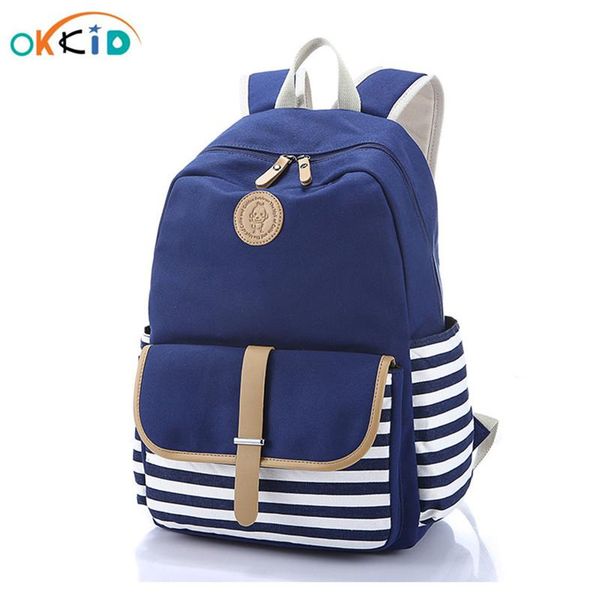 

school bags for girls canvas school backpack girl gift children backpacks child blue striped bag schoolbag backpack dropshipping wmtqqg