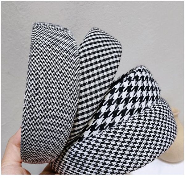 

houndstooth pattern women headband wide-brimmed european style hair hoop bezel fashion hairbands for women hair acc qylebm