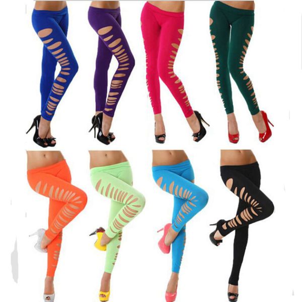 

popular autumn side hole leggings for women, Black