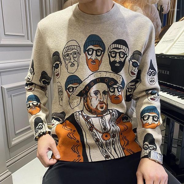 

casual loose man sweaters crewneck fashion pullover winter knitted oversized man sweaters pull hiver men's clothing db60my1, White;black