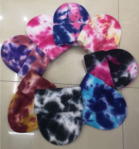 

new fashion winter tie-dye beanie hats, Blue;gray